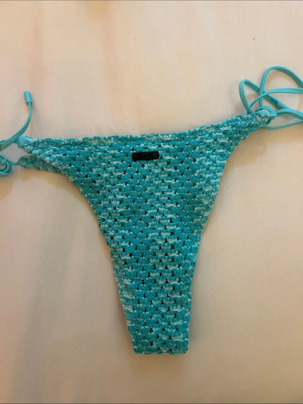 RARE triangl swimwear Crochet Bikini in Aqua Blue